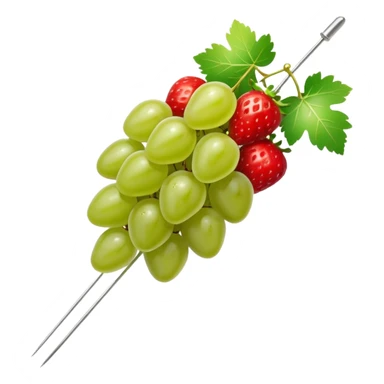 A tanghulu skewer of green grapes and strawberries sticker
