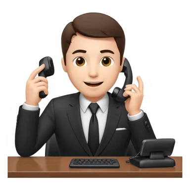 excited office boss on phone at his desk sticker