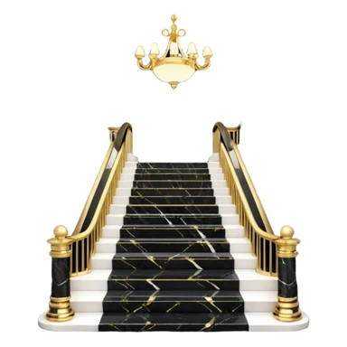 Luxurious black marble hallway stairs with gold and white accents  sticker