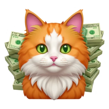 Cute cat surrounded by money sticker
