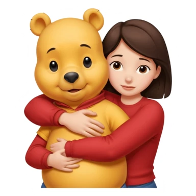 Adult Winnie the Pooh hugging brunette girl sticker