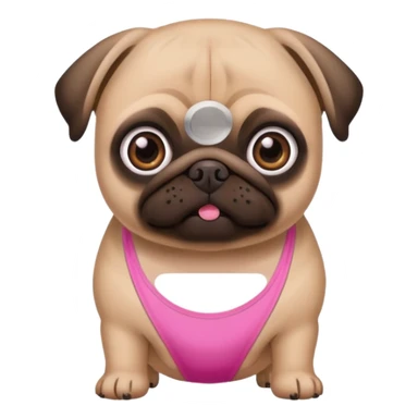 Pug com os olhos grandes com biquíni Rosa sticker