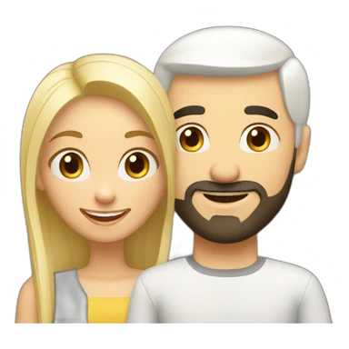 happy couple blond russian girl with a bald arab guy with a short black beard sticker