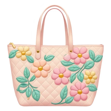 pastel floral quilted tote bag  sticker