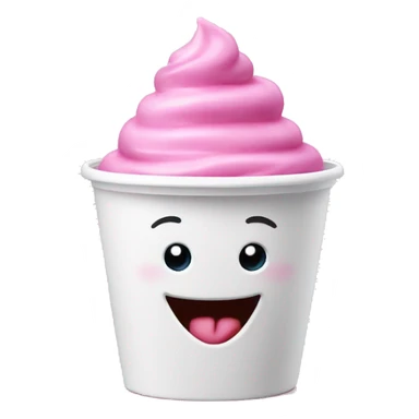 Pink frozen yogurt in a wide white cup  sticker