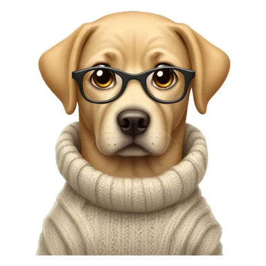 Lab dog wearing a sweater and glasses sticker