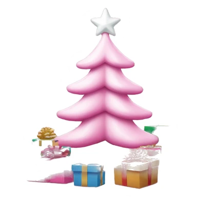 pink christmas tree with white presents underneath sticker