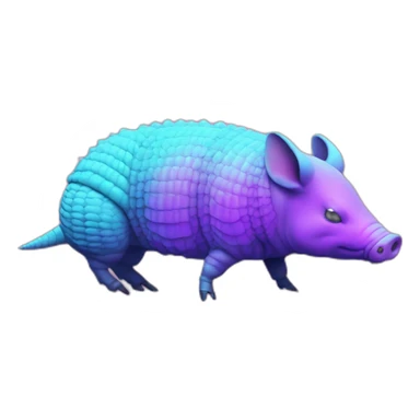 Vaporwave spotted cyan purple gradient pig armadillo cow centipede insect sticker