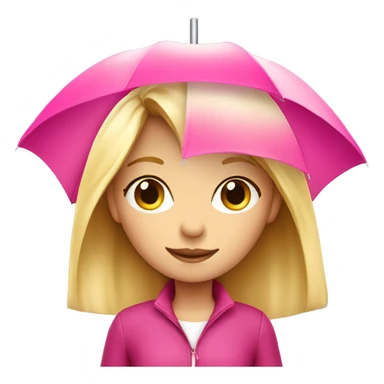 Blond girl holding pink umbrella sticker