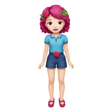 Raspberry torte human girl full body and legs with a raspberry barrette on her hair without a cake sticker