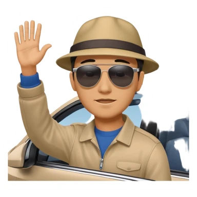 Hyundai ionic is driving. Man waving behind to get attention sticker