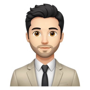 Headshot portrait of a professional 35-year-old man with black wavy hair, stubble, strong jawline, white skin tone, wearing smart casual business attire with blazer, confident and charismatic expression, suitable for a professional speaker profile sticker
