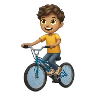 A ten-year-old boy juggles on a unicycle. sticker