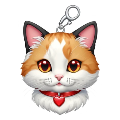 tuxedo cat with red leash and heart pendant, white fur only on mouth, small diamond spot above nose sticker