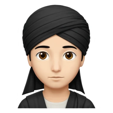 Emoji de un chico con turbante árabe que el chico sea de color piel clara y que tenga cabello negro y de fondo blanco sticker