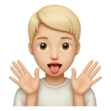 a face with tongue out and hands to the side sticker