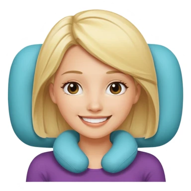 blonde woman using travel pillow  sticker