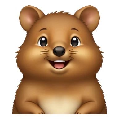 Cinematic Comical Quokka Portrait Emoji, Head tilted dramatically with an exaggeratedly amused expression, featuring a quirky, fluffy brown fur with a wide, playful grin and expressive eyes filled with humorous disbelief, Simplified yet hilariously expressive features, highly detailed, glowing with a slightly sassy glow, high shine, dramatic yet playful, stylized with an air of cheeky marsupial mischief, bright and endearing, soft glowing outline, capturing the essence of a spirited and over‐the‐top quokka, so meme‐worthy it feels like it could beam its way into internet fame instantly! sticker
