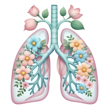 Pastel transparent anatomy lungs and flowers sticker