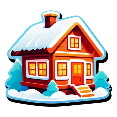 Schneebedecktes haus  im Wald mit einem Glasdach Nordlichter am Himmel sticker