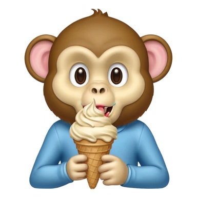 a monkey with an ice cream cone coming out of its mouth sticker