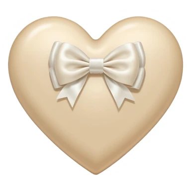light beige heart with white bow sticker