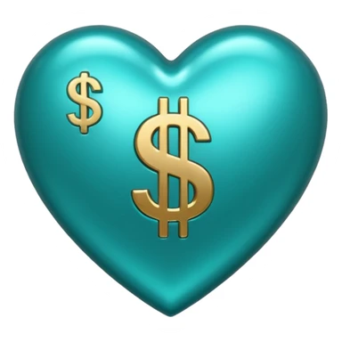 Teal heart with dollar signs sticker
