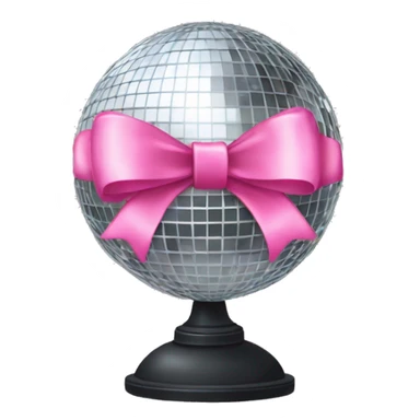 a disco ball with a pink bow  sticker