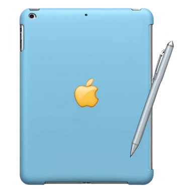 iPad in light blue case with silver stylus  sticker