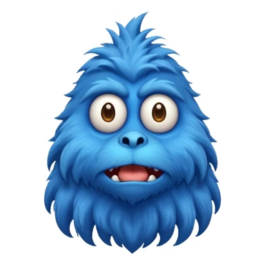 A skinny and lanky tall blue furry monster with a slightly triangular head put the top having a small curve going inward  sticker