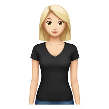 black women's V-neck t-shirt, fitted feminine cut, only the garment, no human form, simple clothing item on white background sticker