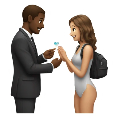 White man proposes to girl sticker