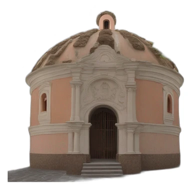 The Sanctuary of the Lord of La Piedad in Michoacan seen from the front including its dome sticker