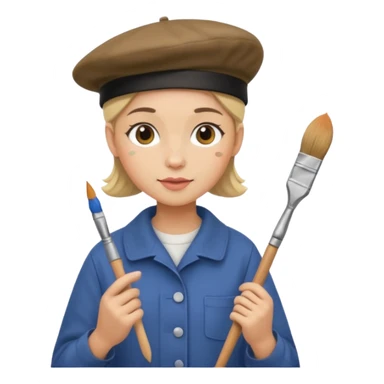 artist with beret and painter sticker