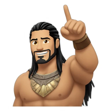 Roman reigns acknowledging himself as the tribal chief with his index finger pointing to the sky sticker