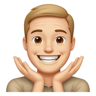 hands crossed around neck laughing guy sticker