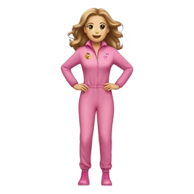 Woman  light brown hair  hazel eyes pink full body jump suit flying sticker