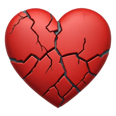 A dark red heart, broken and plastered together sticker