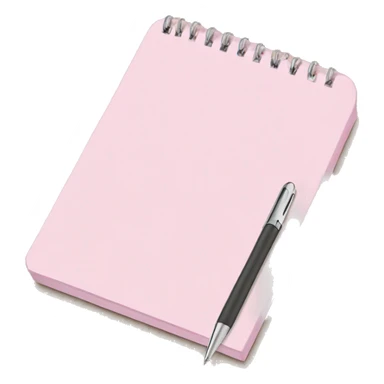 Pale pink notepad with pen sticker