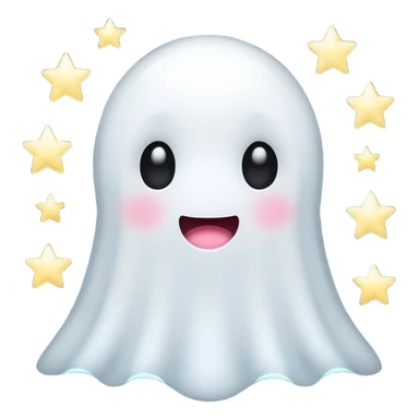 ghost kawai star white sticker