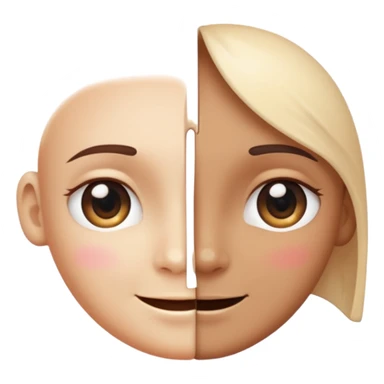 A face split diagonally: one half smiling, the other half with a tear. Soft gradient colors to show transition between emotions. Slight sparkle accent to suggest depth and nuance. sticker