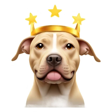 beige Pit bull with a halo over its heaf sticker