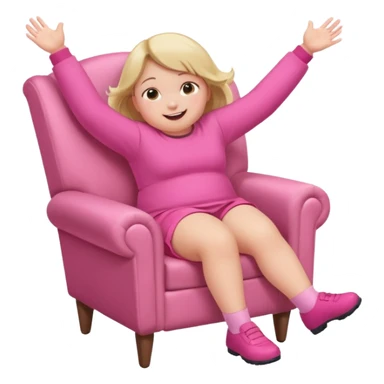 Little Girl falling off of a chair while standing up on it she is fat but not too fat and is wearing pink clothes sticker