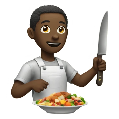 black man with a knife cutting food  sticker
