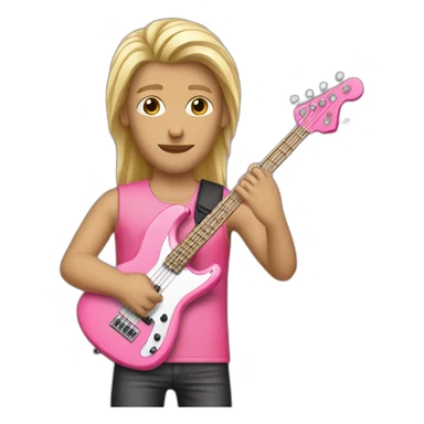 long-blond-bassguitar-player-pink-clothes-pink sticker