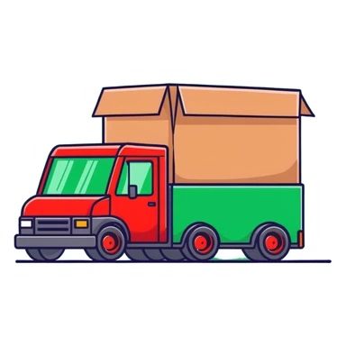 red shipping truck with courier sticker