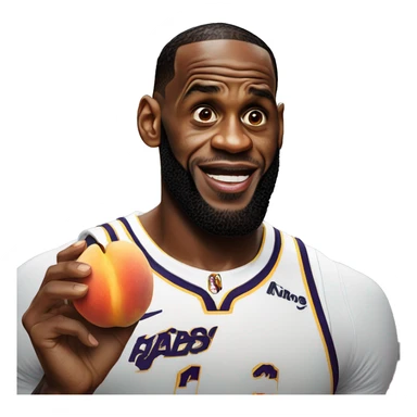 LeBron James eating a peach aggressively  sticker