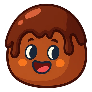 animated chocolate truffle, with dripping chocolate coating, vibrant style sticker
