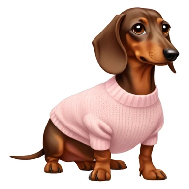 Brown and tan Dachshund wearing a light pink sweater sticker