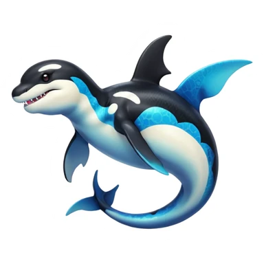 white blacks colorful gradient orca-colored orca-patterned shiny glossy Fakémon-Digimon-reptile-charizard-feraligatr-lizard-creature-hybrid (full body) sticker